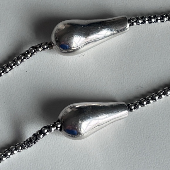 Vintage Michael Dawkins toggle sterling silver 36" necklace, caviar and oblong - Picture 7 of 16